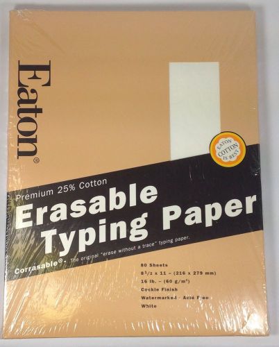 Eaton premium 25% cotton Erasable Typing Typewriter Paper 80 sheets 8.5 x 11 NIP