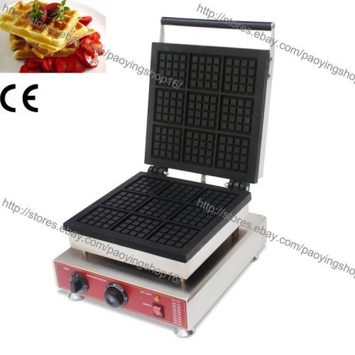 Commercial Nonstick Electric 9pcs Square Belgian Waffle Maker Iron Baker Machine