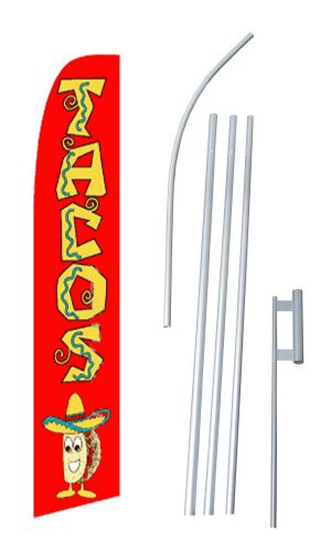 Tacos Flag Swooper Feather Sign Banner 15ft Kit made USA