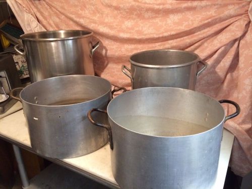 4 Commercial Stainless steel and aluminum pots 20-60 quarts