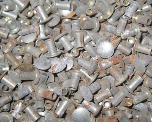 Approx 4 lb surplus steel semi- tubular rivets oval brazier head 3/16&#034; x 11/32 &#039; for sale