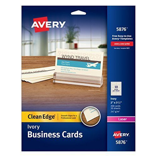 Pack Of 200 Avery 5876 Two-Side Printable Clean Edge Business Cards For Laser Ne