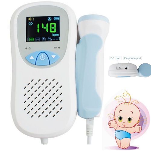 Fetal Heart Rate Doppler Pocket Prenatal Baby Sound Monitor 3M Probe Color LCD M