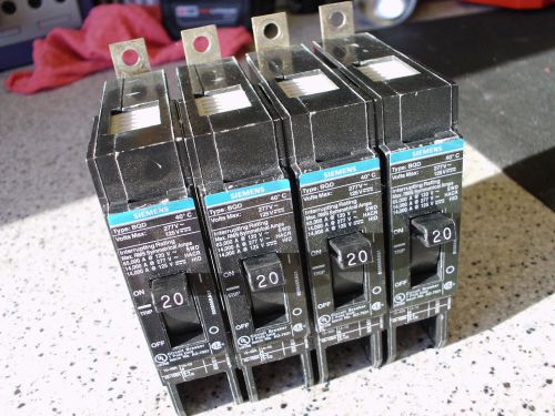 *Lot of 4, New Take Outs!* Siemens BQD120 Circuit Breakers, single pole 20A