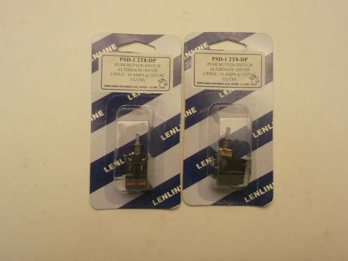 PSD-1 2T8-DP - QTY 2 - NEW PUSHBUTTON SWITCH ALTERNATE OFF/ON 2 POLE OFF/ON