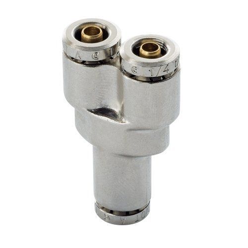 Brennan PCDT2803-04-04-B Nickel-Plated Brass Push-to-Connect Tube Fitting, Wye,