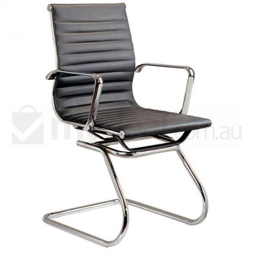 Classic Eames Replica PU Leather Stylish Black Office Chair with Medium Back