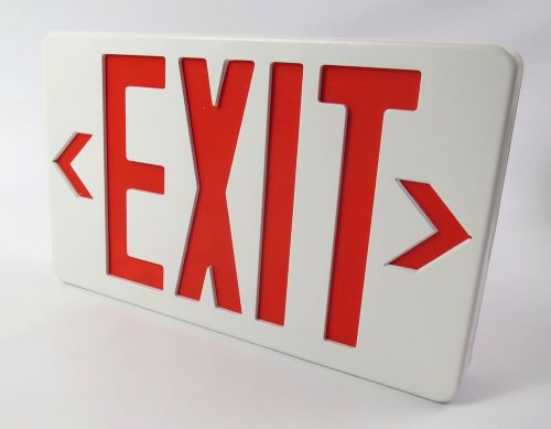 Tcp commercial grade white / red led exit sign with battery backup real auction for sale