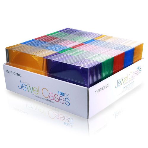 Lot of 183 Single Clear, Empty Slim CD Jewel Cases, Various Colors,