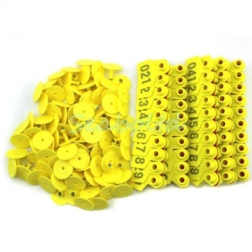 Yellow 1-100 Number Plastic Livestock Ear Tag Animal Tag for Goat Sheep Pig