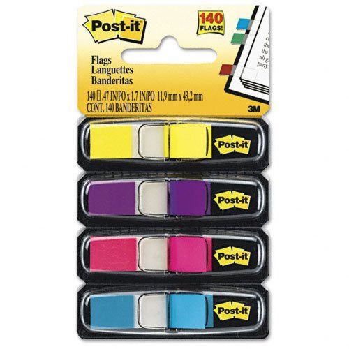 Post-it Flags Assorted Bright Colors 1/2-Inch Wide 35/Dispenser 4-Dispensers/...
