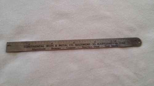 Vintage continental iron &amp; metal co stainless steel pocket ruler &amp; decimal equiv for sale