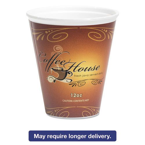&#034;Marquee Coffee House Paper Wrapped Cups, Foam, 12 Oz, Maroon, 1000/carton&#034;