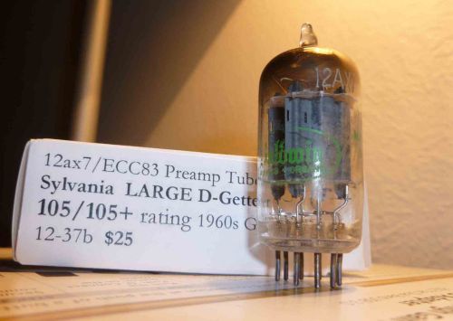 Single Sylvania 12ax7/ecc83 Large D-Getter  105 -110+  test... Preamp Tube