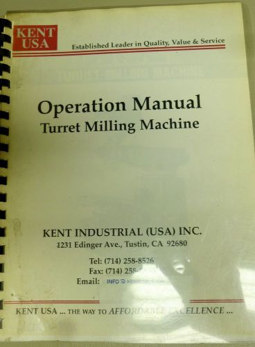 KENT USA Operation Manual turret milling machine model 2VK