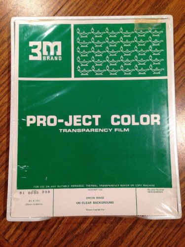 Transparency Film 3M Pro-ject Color Green Image On Clear 100 Sheets Vintage NOS
