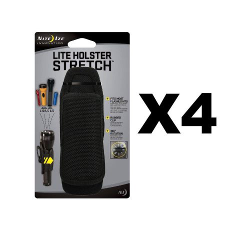 Nite ize lite holster stretch black universal flashlight holder w/clip (4-pack) for sale