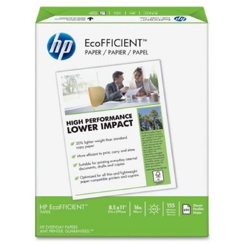 HP EcoFFICIENT Copy Paper, 16lb, 8.5x11, 92 Bright, 625 Sheets/1 Ream, White
