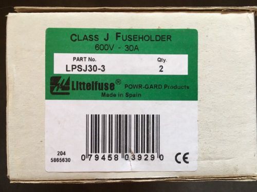 New In Box 2 Pack Littelfuse LPSJ30-3 Class J Fuseholder 600V 30A