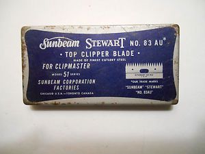 Vintage Sunbeam Stewart No. 83 AU top clipper blade in tin box