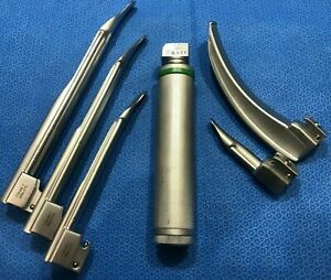6pc Heine Laryngoscope Set Handle F-000.22.824 Classic+ Miller 0 2 3 4 Mac 3 qz
