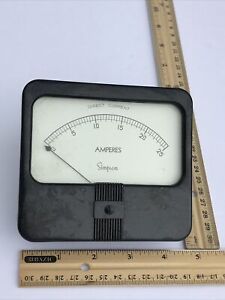 Simpson 0-25 Amperes Electric Panel Meter DC