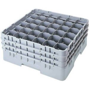 CAMBRO 36 COMP. GLASS RACK, FULL SIZE, 8.5&#034; H MAX. SOFT GRAY 36S800-151