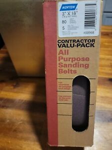 Norton ProSand 3&#034;x21&#034; Sanding Belts 80 Grit 5 Pack