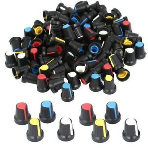 Mixed Color Shaft Insert Dia Threaded Knurled Potentiometer Control Knobs 100PCS