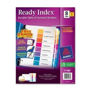 Avery Ready Index Table of Contents Dividers, 8-Tab Set, 6 Sets (11186)  Index