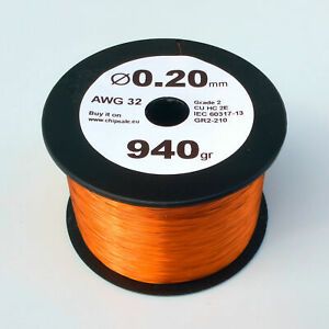 0.2 mm 32 AWG Gauge 940 gr ~3300 m (2 lb) Magnet Wire Enameled Copper Coil