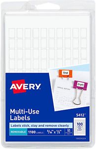 Avery Removable Rectangular Labels, 0.31 x 0.5 Inches, White, Pack of 1100 (5...
