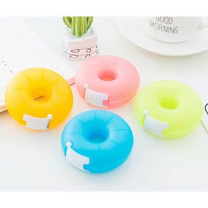 1x cartoon tape dispenser stationery portable donut tape holder invisible tap IH