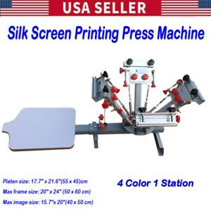 4 Color 1 Station Silk Screen Printing Press Machine with Micro Registration DIY