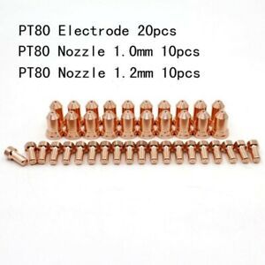 40 Pcs 52558 Electrode 51311 Tip 1.0mm 1.2mm For Plasma Torch IPT-80,PT80,PT-80