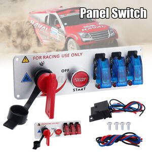 12V Carbon Ignition Switch Combination Panel Engine Start Push Button Refit Car