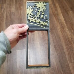 Vintage Letterpress Printing Block Christmas Happy Holidays