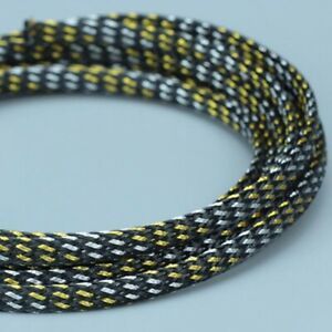 PET Expandable Braided Tube Car Audio HDMI Cable Wire Sleeving Black&amp;Gold&amp;Silver