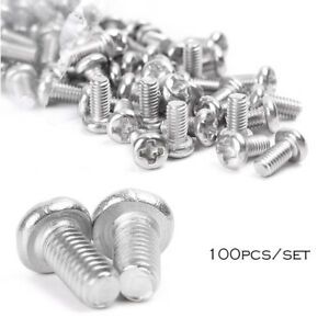 100pcs M3x6mm Recessed Crosshead Cross Head Threaded Screw Fasten Bolt tb