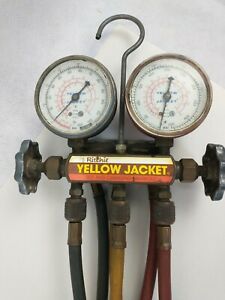 Yellow Jacket Test and Charging Manifold Gauges R-12 R-22 R-502 w/ hoses
