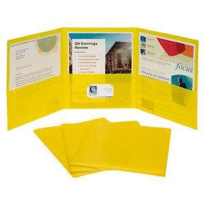 C-LINE 33946 3 POCKET POLY PORTFOLIO YELLOW 24BX