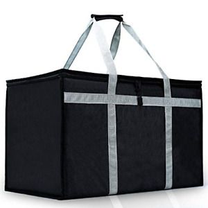Insulated Food Delivery Bag for Catering, Black, Extra Large, Hot Cold Meal Bags
