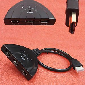 3 IN 1 OUT 1080P Hub V1.4B HDMI Switch Switcher Splitter Cable For PS3 HDTV XBOX