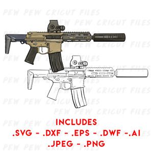 AR15 Honey Badger SBR SVG - Gun Cricut Files - Full Color - Rifle Vector