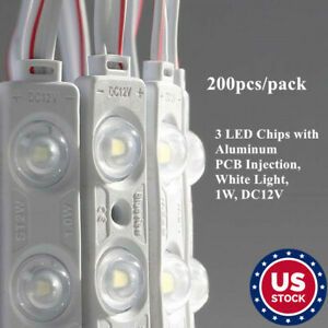 US 200pcs 2835 White Light Waterproof LED Module SMD 3 LED Chips, 1W, DC12V