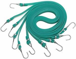 63&#034;Latex Tarp Straps,15pcs Stretch Latex Bungee Cords with Hook Green Heavy-Duty