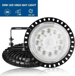 50W Bright Warehouse LED UFO High Bay Lights Factory Shop GYM Work Light Lamp US