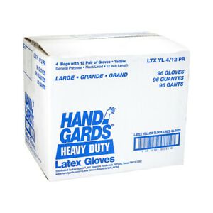 HANDGARDS 303400533 General Purpose Reusable Yellow Latex Large Glove, Pair,