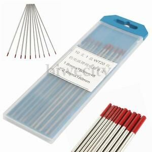 10Pcs Size 1.6mm / 2.4mm x 150mm 2% Thoriated WT20 Red TIG Tungsten