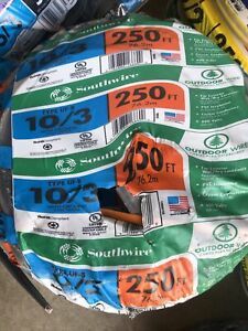 *NEW* Southwire 250&#039; 10/3 Gray Solid CU UF-B W/G Wire (13059155)